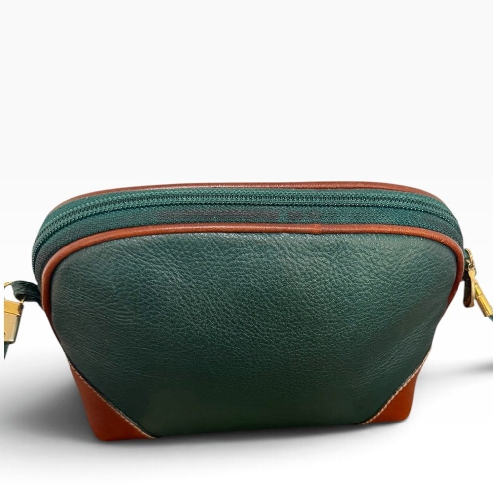 Bally Forest Green Cognac Leather Dome Crossbody Bag Italy Vintage - Picture 6 of 9